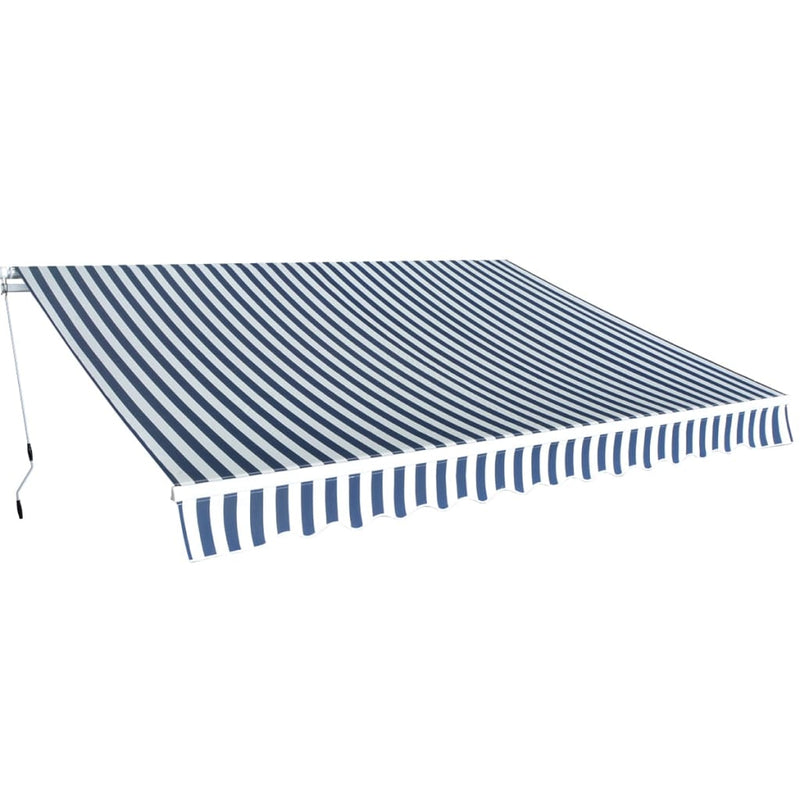 Load image into Gallery viewer, Vidaxl luifel handmatig uittrekbaar 350 cm blauw wit