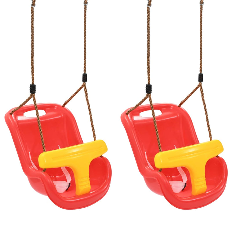 Load image into Gallery viewer, VidaXL Babyschommels 2 st met veiligheidsgordel PP rood