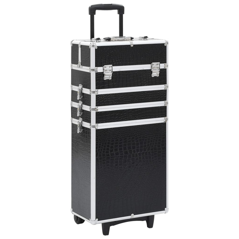 Load image into Gallery viewer, Vidaxl make-up trolley aluminium zwart met krokodillenpatroon