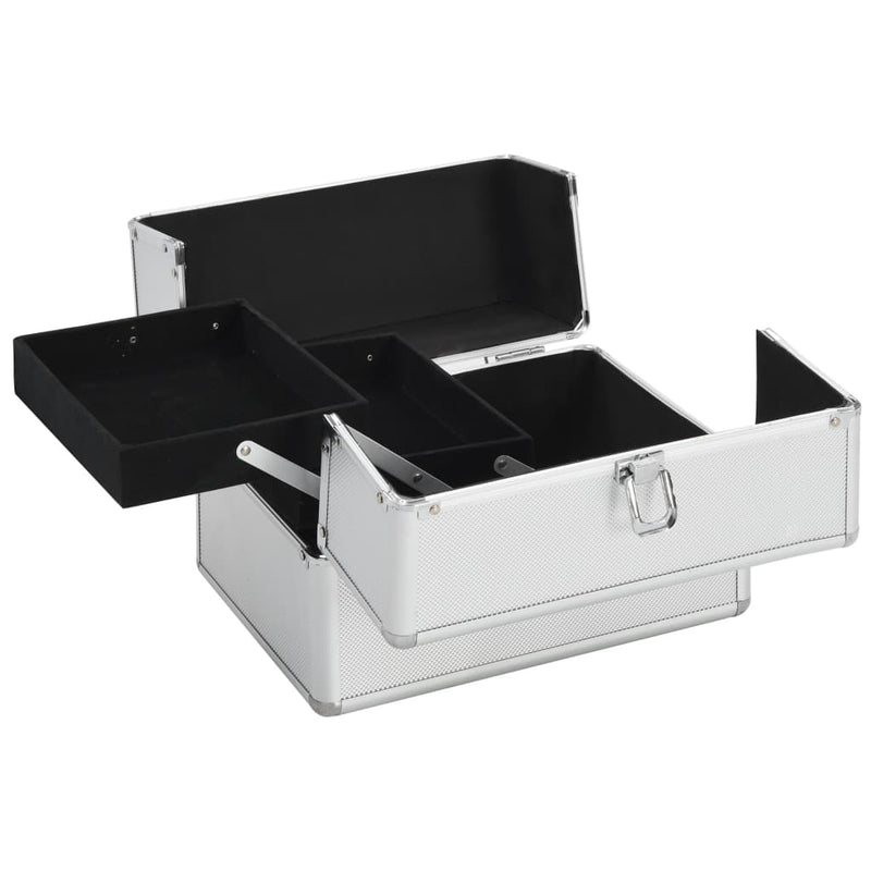 Load image into Gallery viewer, Vidaxl make-up koffer 22x30x21 cm aluminium zilverkleurig