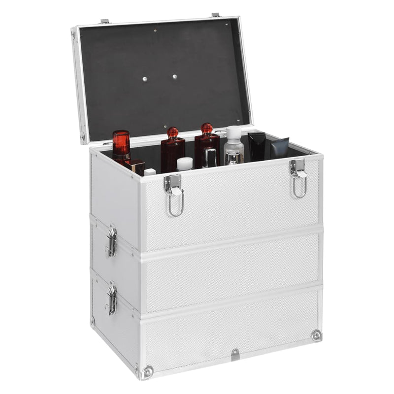 Afbeelding laden in galerijviewer, Vidaxl make-up koffer 37x24x40 cm aluminium zilverkleurig