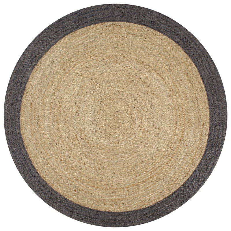 Load image into Gallery viewer, Vidaxl vloerkleed handgemaakt met donkergrijze rand 120 cm jute