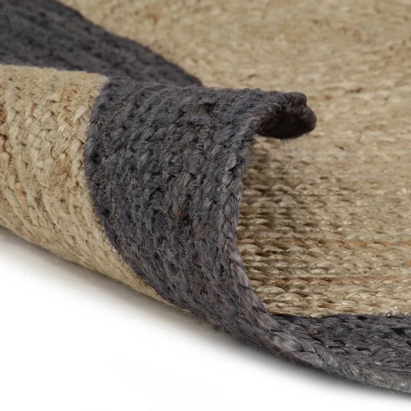 Load image into Gallery viewer, Vidaxl vloerkleed handgemaakt met donkergrijze rand 120 cm jute