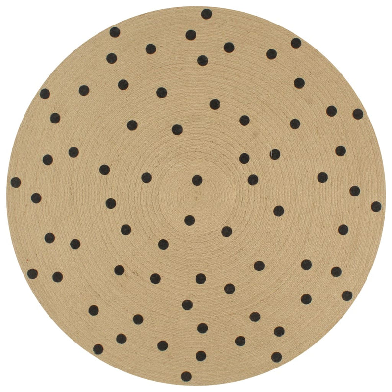 Load image into Gallery viewer, Vidaxl vloerkleed handgemaakt met print polkadot 120 cm jute