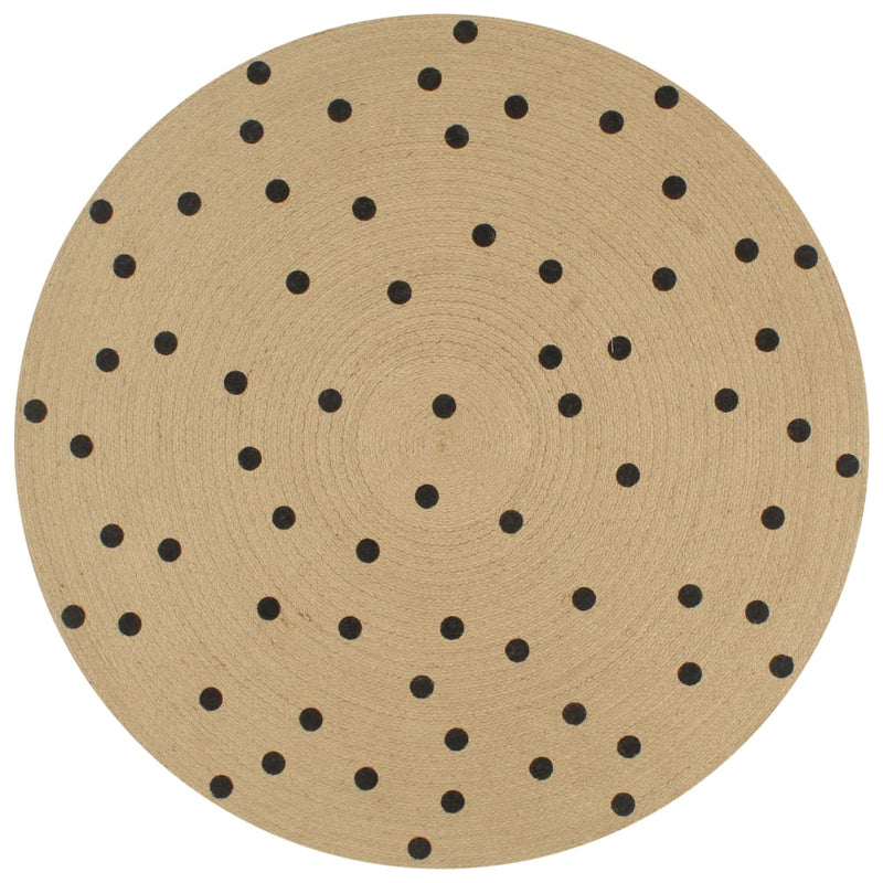 Load image into Gallery viewer, Vidaxl vloerkleed handgemaakt met print polkadot 150 cm jute