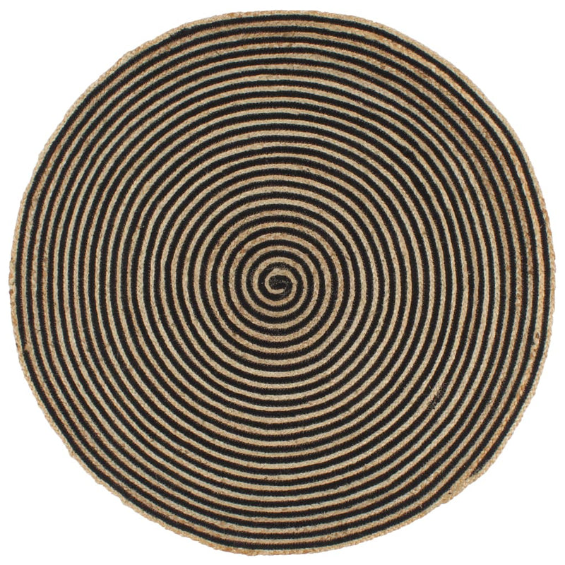 Load image into Gallery viewer, Vidaxl vloerkleed handgemaakt met spiraal ontwerp 120 cm jute zwart