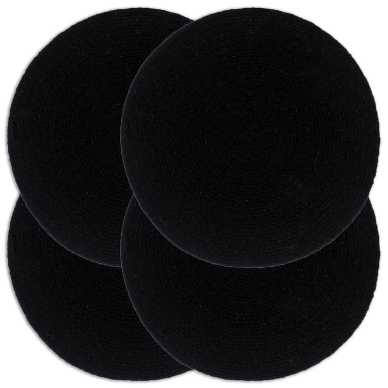 Load image into Gallery viewer, Vidaxl placemats 4 st rond 38 cm katoen effen zwart