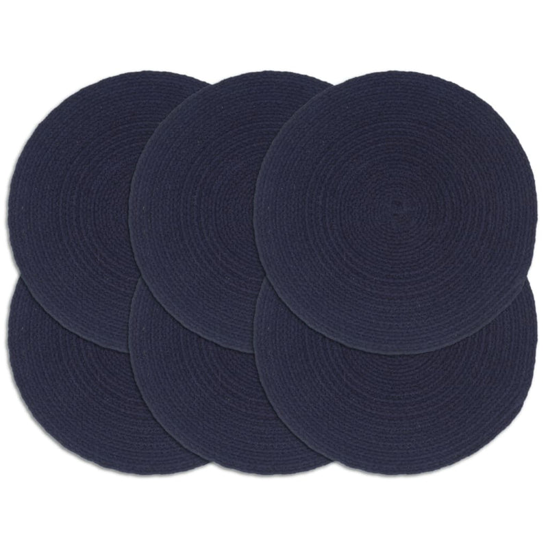 Load image into Gallery viewer, Vidaxl placemats 6 st rond 38 cm katoen effen marineblauw