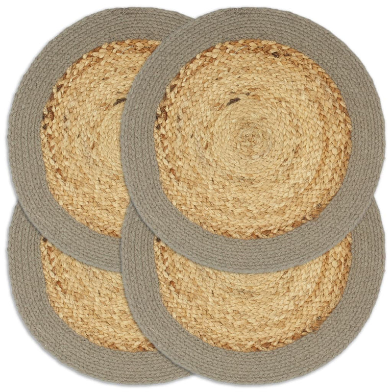 Load image into Gallery viewer, VidaXL Placemats 4 st 38 cm jute en katoen natuurlijk en grijs
