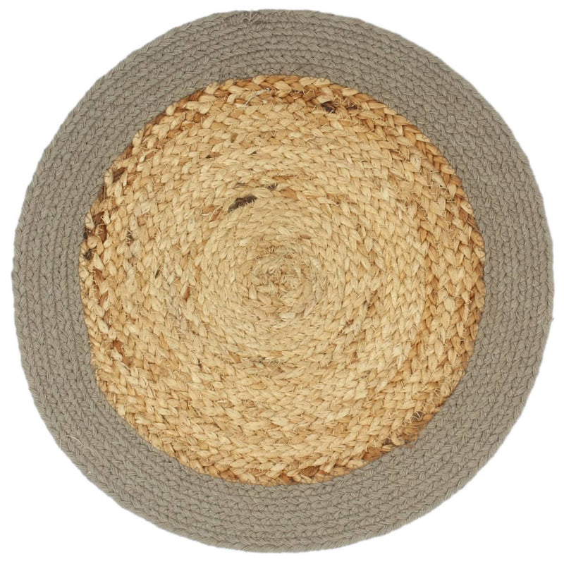 Load image into Gallery viewer, VidaXL Placemats 4 st 38 cm jute en katoen natuurlijk en grijs