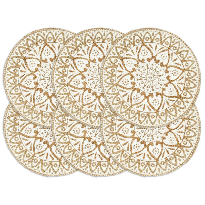 Load image into Gallery viewer, Vidaxl placemats 6 st rond 38 cm jute wit