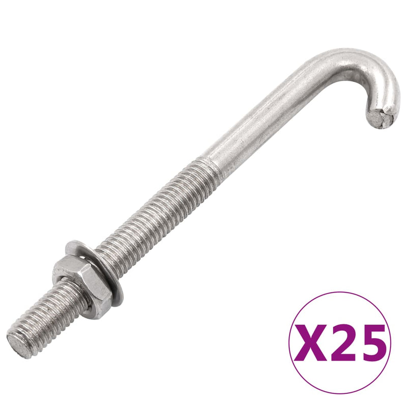 Load image into Gallery viewer, Vidaxl verankerde j-bout met moer en sluitring 25 sets m8x120 mm