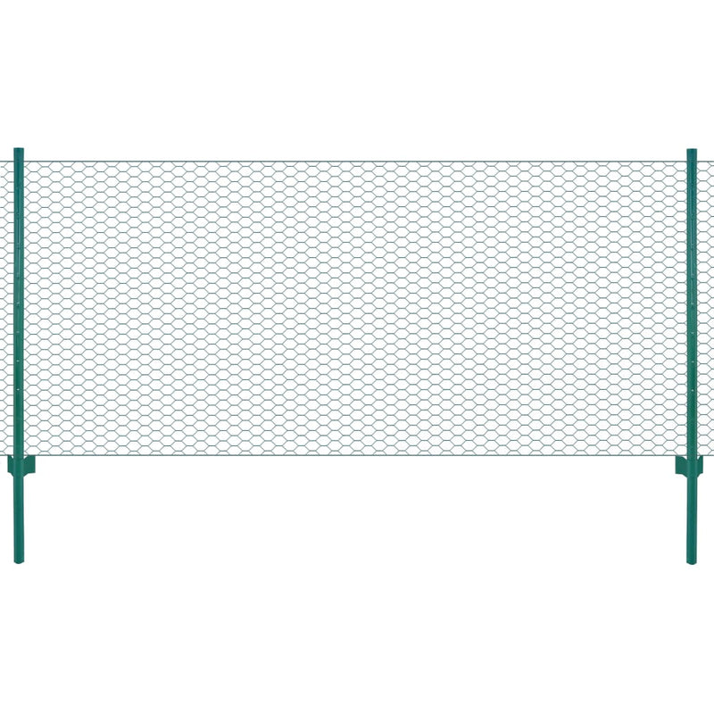 Load image into Gallery viewer, Vidaxl draadgaashek met palen 25x1 m staal groen