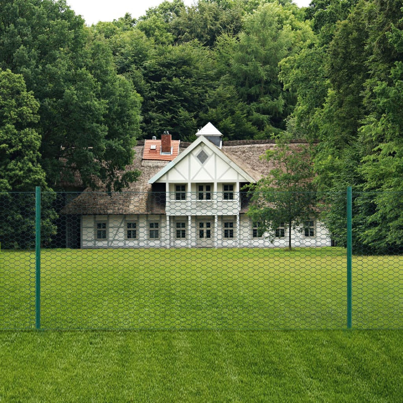 Load image into Gallery viewer, Vidaxl draadgaashek met palen 25x1 m staal groen