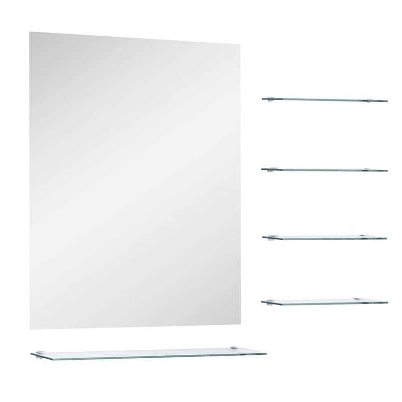 Load image into Gallery viewer, Vidaxl wandspiegel met 5 schappen 50x60 cm zilverkleurig
