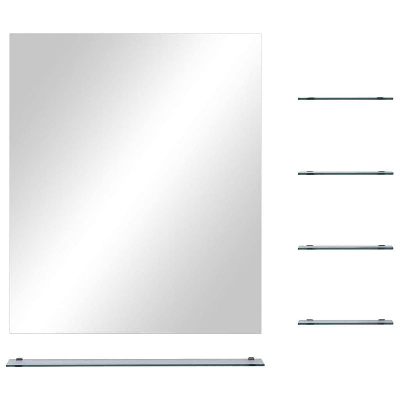 Load image into Gallery viewer, Vidaxl wandspiegel met 5 schappen 50x60 cm zilverkleurig