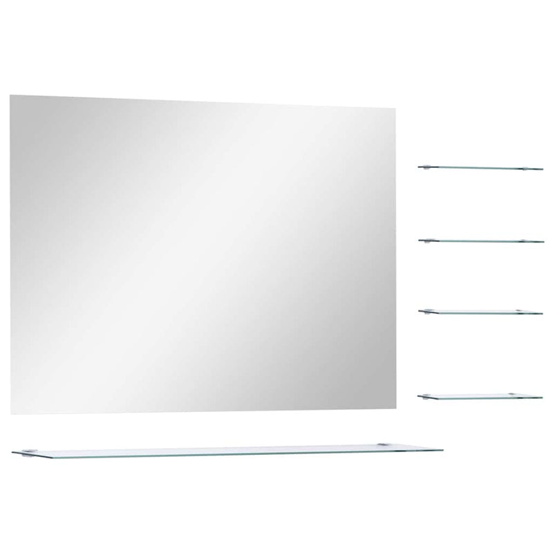 Load image into Gallery viewer, Vidaxl wandspiegel met 5 schappen 80x60 cm zilverkleurig