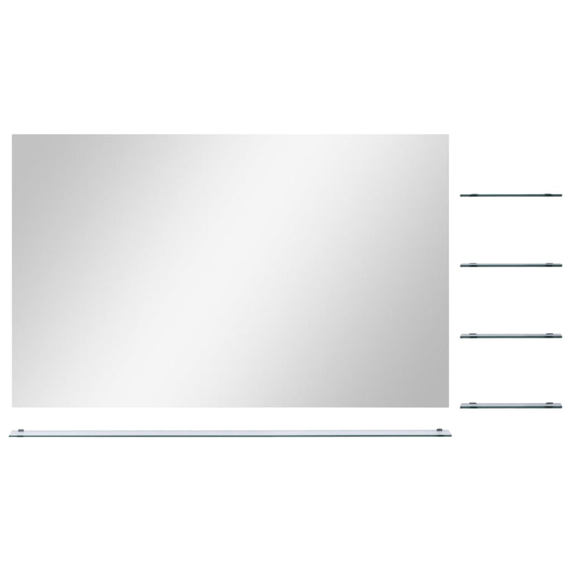 Load image into Gallery viewer, Vidaxl wandspiegel met 5 schappen 100x60 cm zilverkleurig