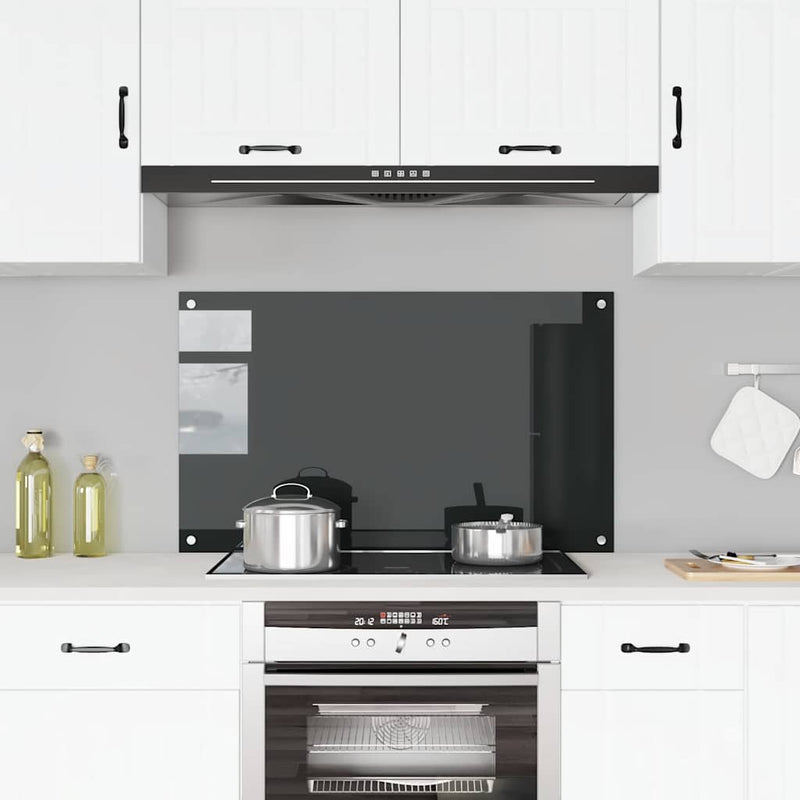 Load image into Gallery viewer, Vidaxl spatscherm keuken 100x60 cm gehard glas zwart