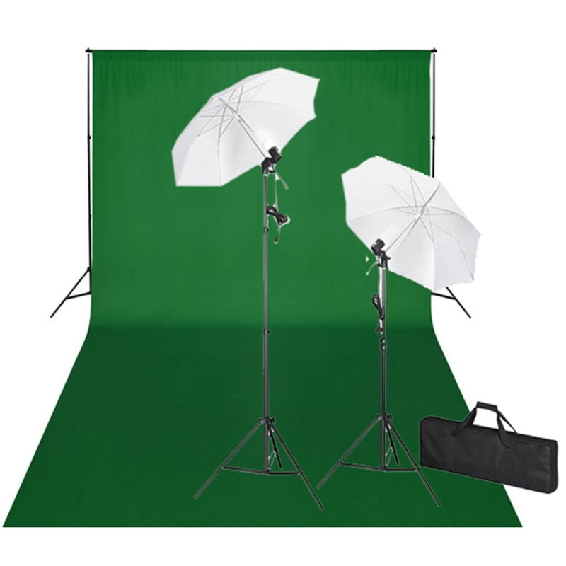Load image into Gallery viewer, VidaXL Studioset met groene achtergrond en lampen 600x300 cm