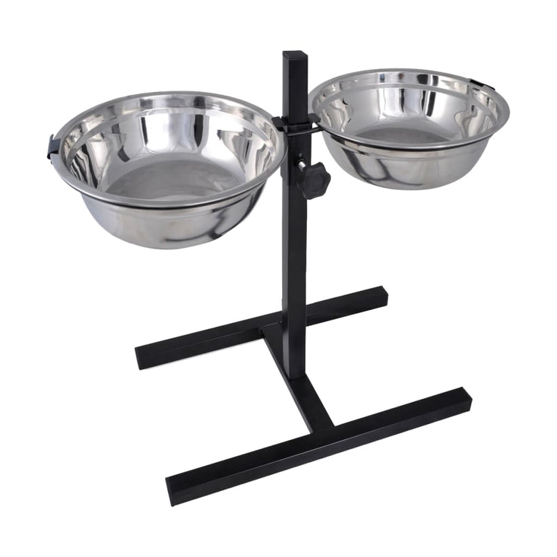 Afbeelding laden in galerijviewer, Vidaxl voederbak honden katten verstelbaar (2 x 2,6 l rvs bakken)
