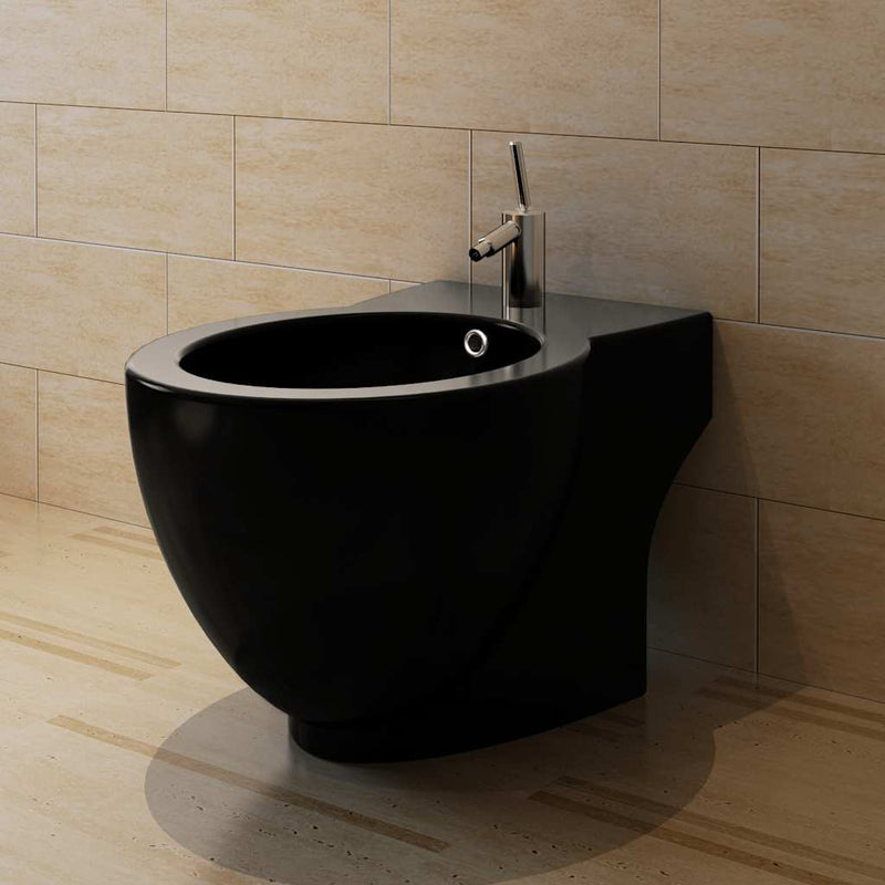 Load image into Gallery viewer, Vidaxl ronde staande keramieken bidet (zwart)