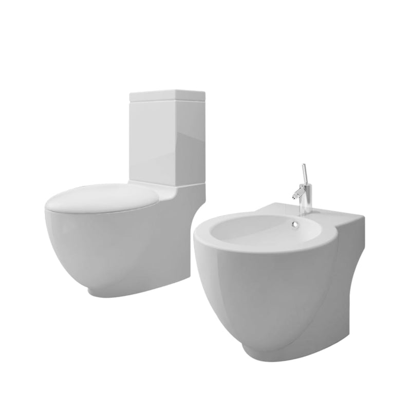Load image into Gallery viewer, VidaXL Toileten bidetset staand keramiek wit