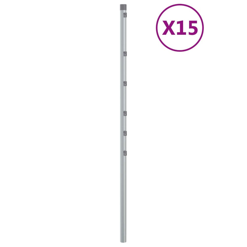 Load image into Gallery viewer, Vidaxl schuttingpalen 15 st 120 cm gegalvaniseerd staal zilverkleurig