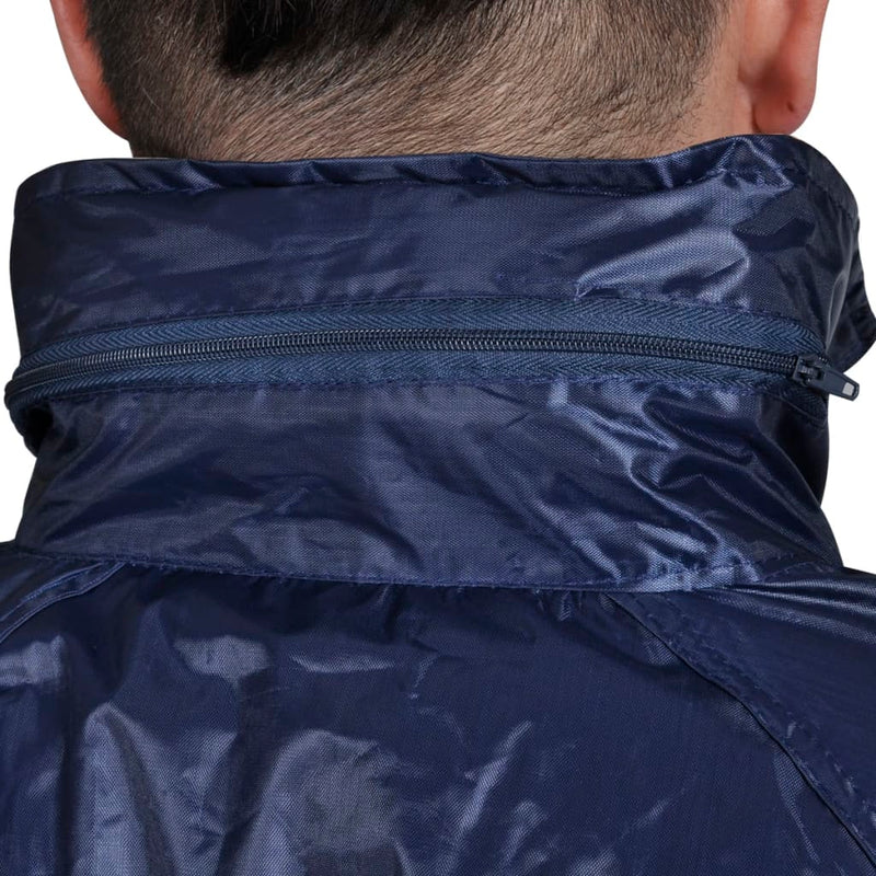 Afbeelding laden in galerijviewer, Vidaxl regenpak 2-delig met capuchon (heren marineblauw maat l)