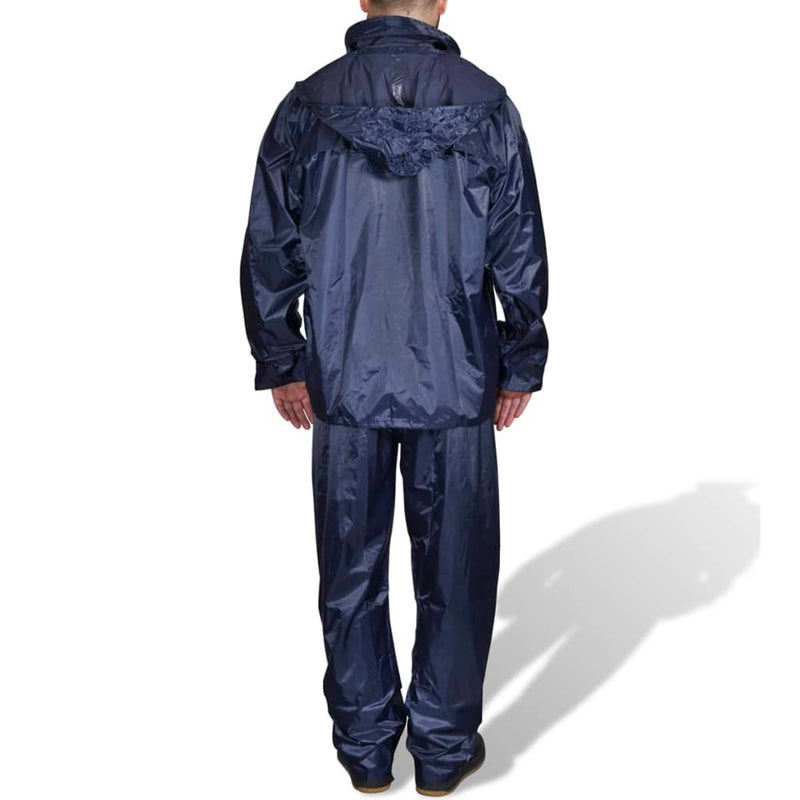 Afbeelding laden in galerijviewer, Vidaxl regenpak 2-delig + capuchon (heren marineblauw maat xxl)