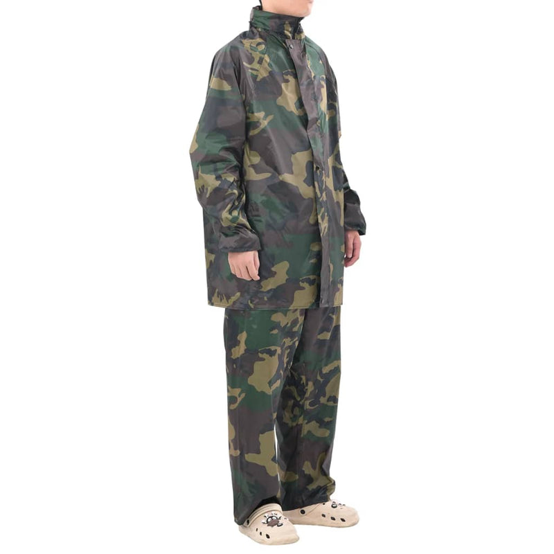 Afbeelding laden in galerijviewer, Vidaxl regenpak 2-delig met capuchon (heren camouflage maat xxl)