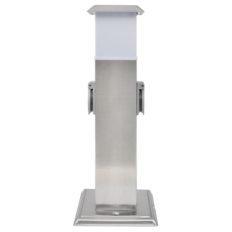 Load image into Gallery viewer, Vidaxl buitenstopcontact op zuil met lamp (roestvrij staal)