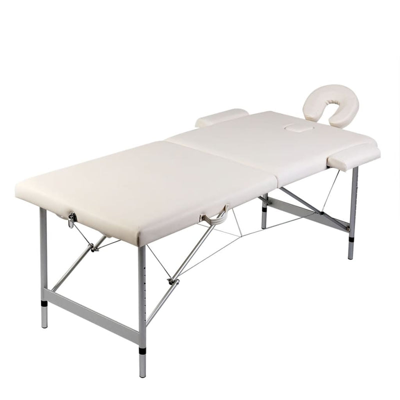 Load image into Gallery viewer, Vidaxl massagetafel met 2 zones inklapbaar aluminium frame crèmewit