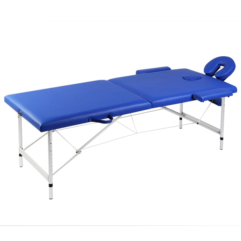 Load image into Gallery viewer, Vidaxl massagetafel met 2 zones inklapbaar aluminum frame blauw
