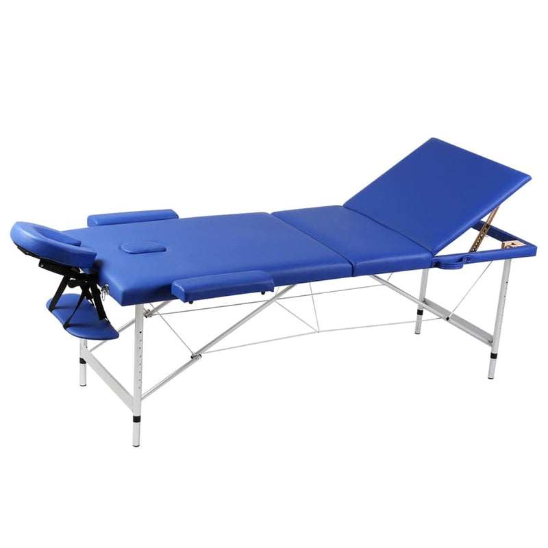 Load image into Gallery viewer, Vidaxl inklapbare massagetafel 3 zones met aluminium frame (blauw)