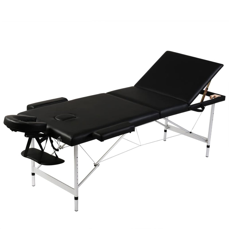 Load image into Gallery viewer, Vidaxl inklapbare massagetafel 3 zones met aluminium frame (zwart)