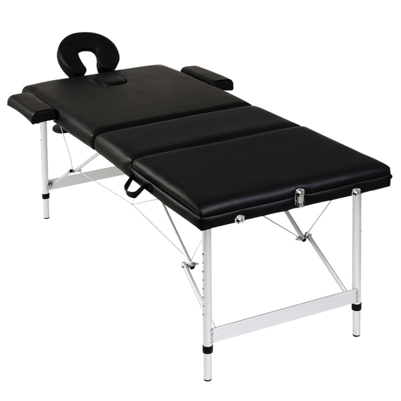 Load image into Gallery viewer, Vidaxl inklapbare massagetafel 3 zones met aluminium frame (zwart)
