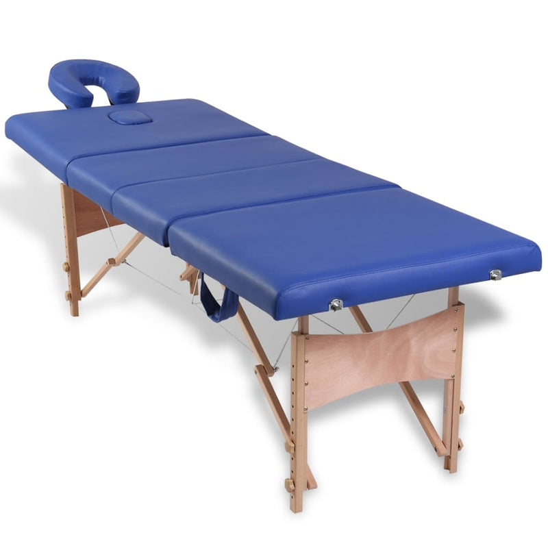 Load image into Gallery viewer, Vidaxl inklapbare massagetafel 4 zones met houten frame (blauw)