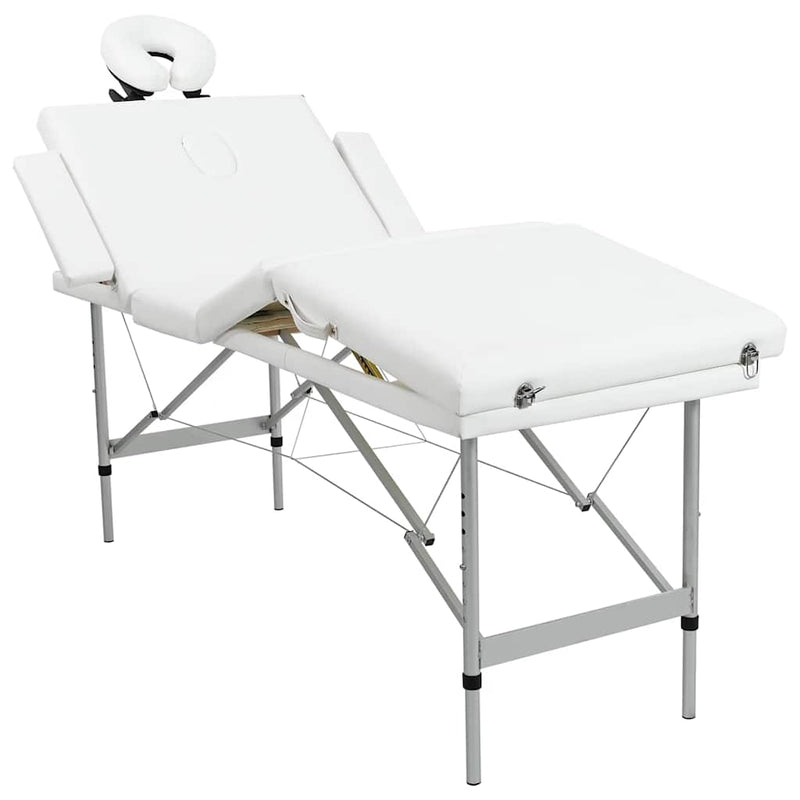 Load image into Gallery viewer, Vidaxl massagetafel inklapbaar met aluminium frame (vier delen crèmewit)