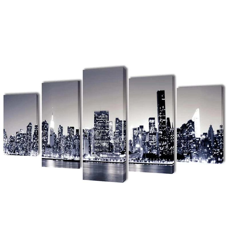 Load image into Gallery viewer, Vidaxl canvas muurdruk set monochroom new york skyline 100 x 50 cm