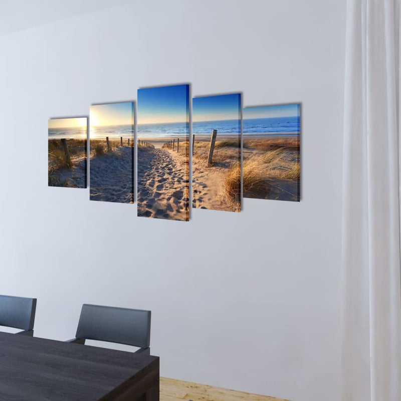 Load image into Gallery viewer, Vidaxl canvas muurdruk set zandstrand 200 x 100 cm