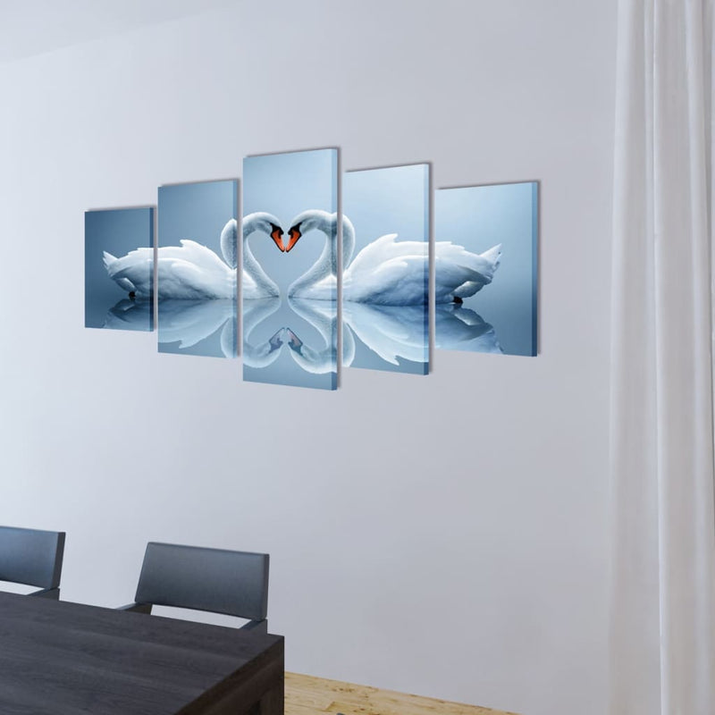 Afbeelding laden in galerijviewer, Vidaxl canvas muurdruk set zwaan 100 x 50 cm