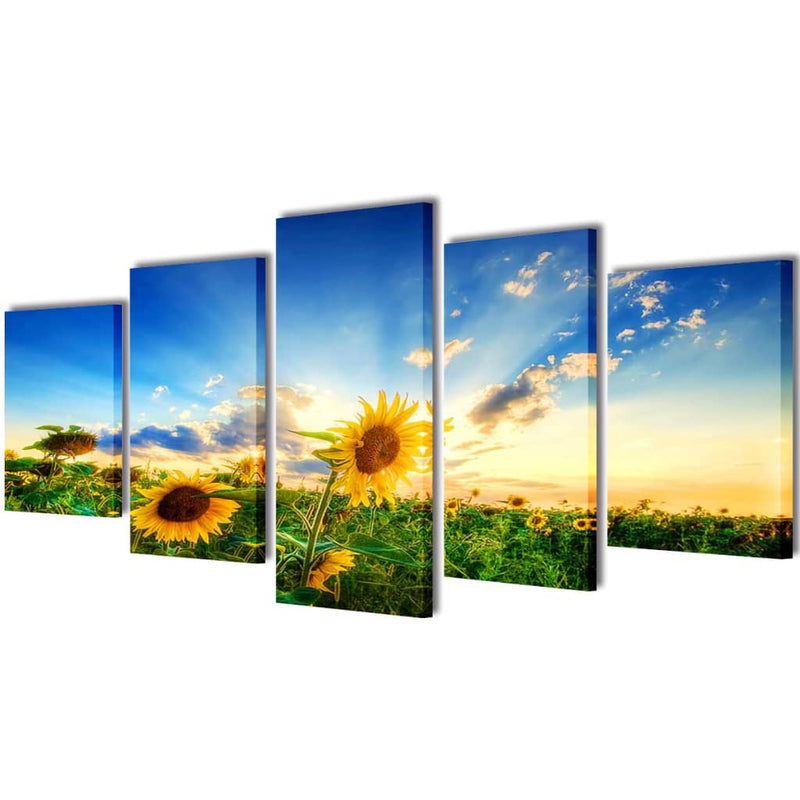 Load image into Gallery viewer, Vidaxl canvas muurdruk print zonnebloem 200 x 100 cm