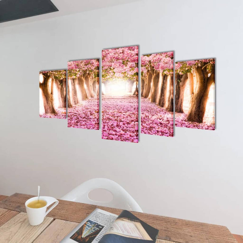 Load image into Gallery viewer, Vidaxl canvas muurdruk print set kersenbloesem 100 x 50 cm