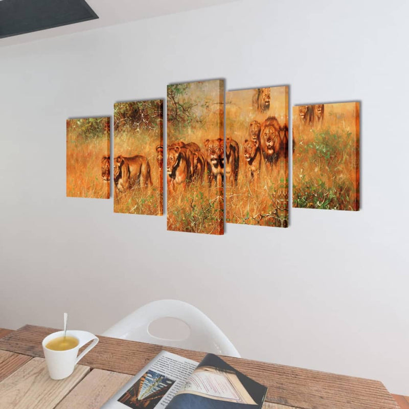 Load image into Gallery viewer, Vidaxl canvas muurdruk set leeuw 100 x 50 cm