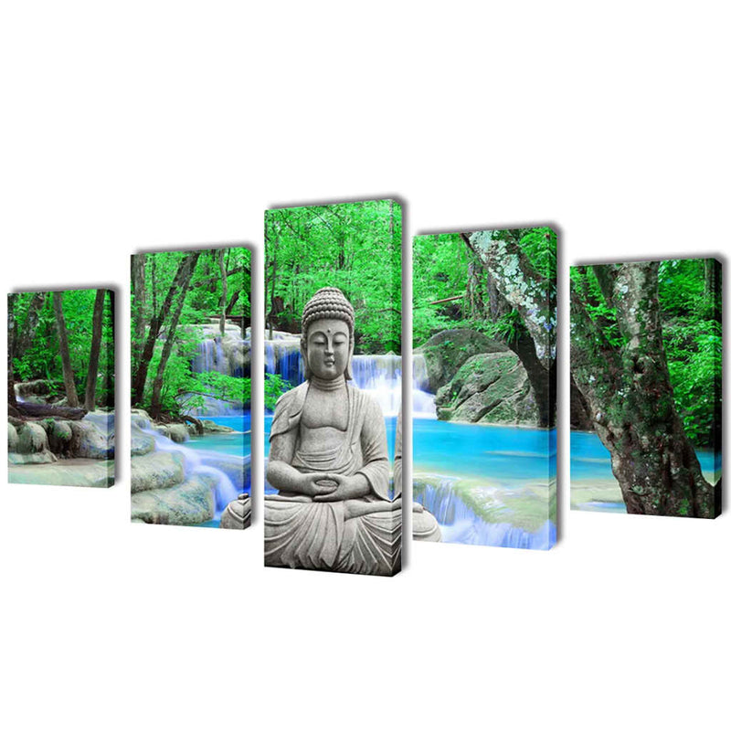 Load image into Gallery viewer, Vidaxl canvas muurdruk set buddha 200 x 100 cm