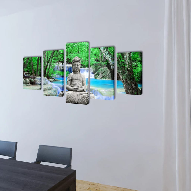 Load image into Gallery viewer, Vidaxl canvas muurdruk set buddha 200 x 100 cm
