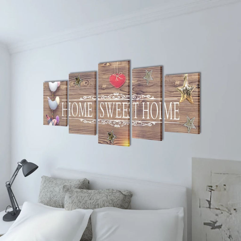 Load image into Gallery viewer, Vidaxl canvas muurdruk print set home sweet home 100 x 50 cm