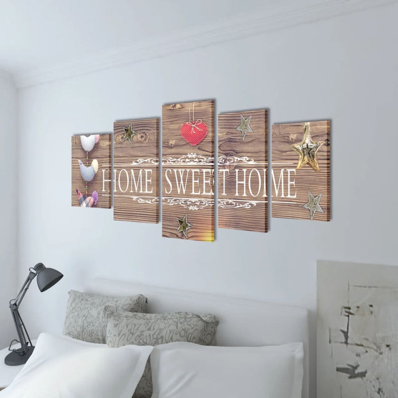 Load image into Gallery viewer, Vidaxl canvas wall print set home sweet home design 200 x 100 cm