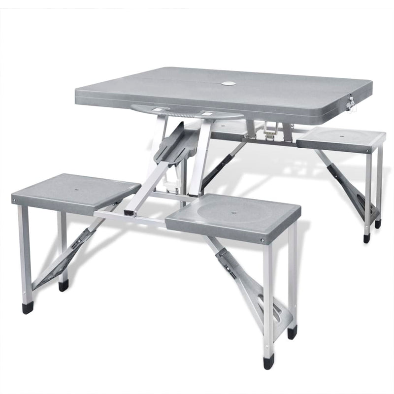 Load image into Gallery viewer, VidaXL Campingtafel met vier zittingen inklapbaar aluminium grijs